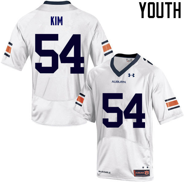 Youth Auburn Tigers #54 Kaleb Kim College Football Jerseys Sale-White - Click Image to Close